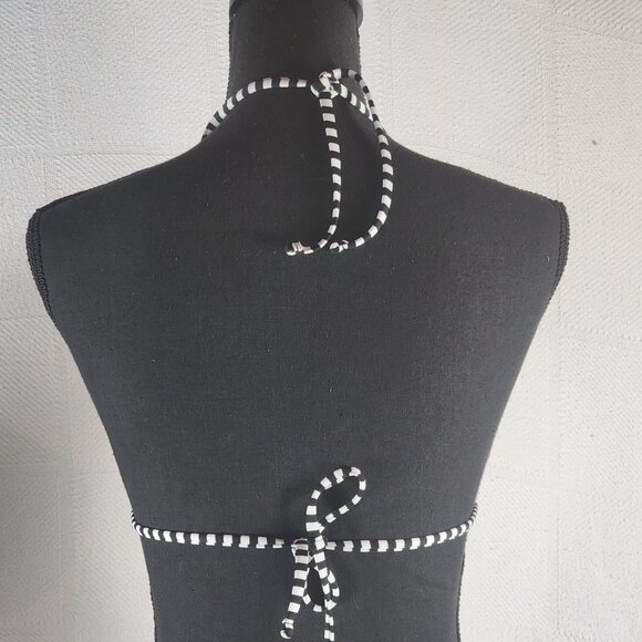 Massimo Black and White Polka Dot Striped Straps Nylon Span Bikini Top Size S - Picture 5 of 16